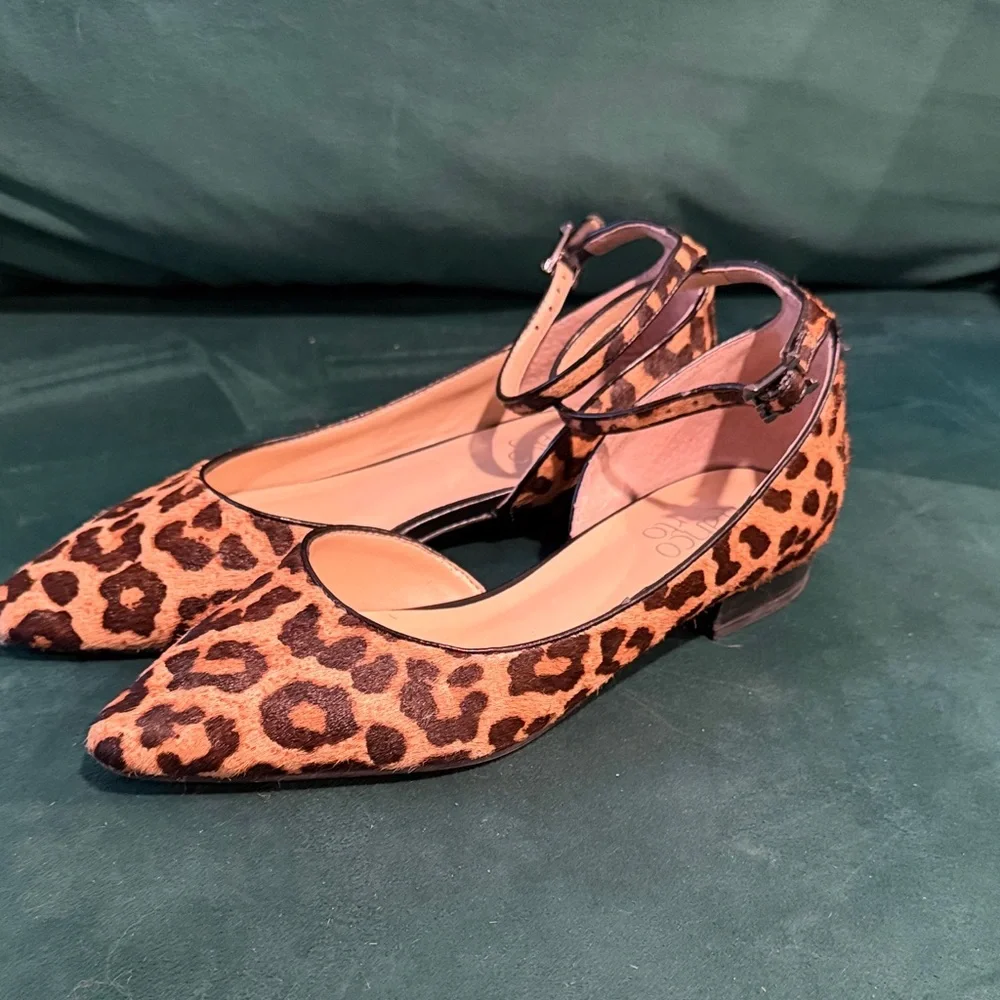 Franco Sarto Animal Print Flats with Ankle Strap - Picture 2 of 5